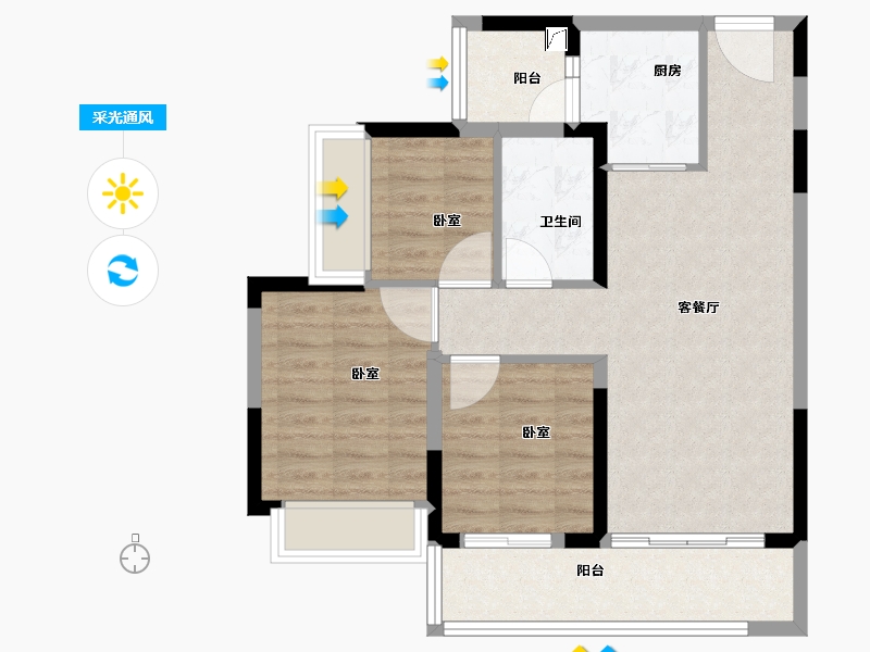 广东省-湛江市-敏捷珑玥台-73.00-户型库-采光通风