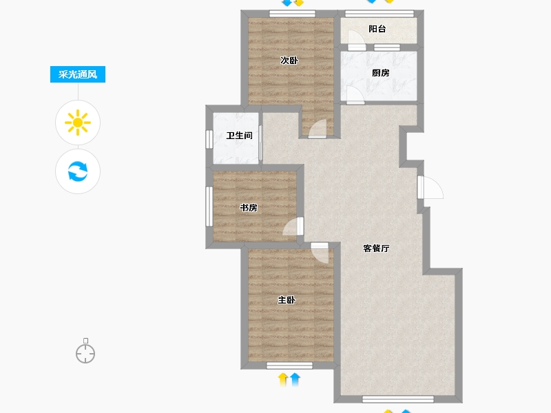 吉林省-长春市-万晟新阳光-88.59-户型库-采光通风