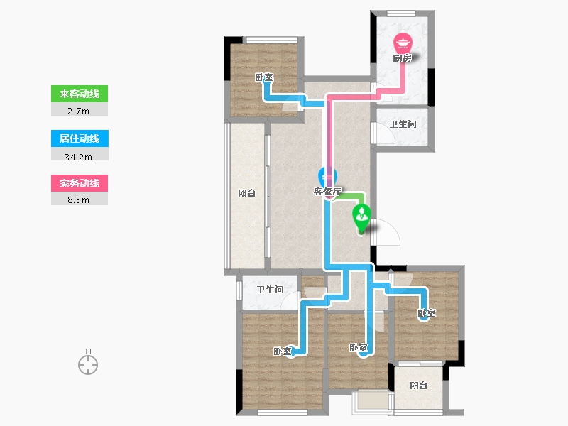 湖南省-怀化市-滨江国际城-105.25-户型库-动静线