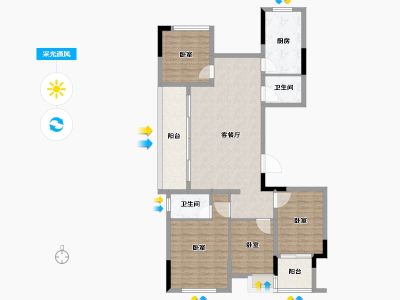 湖南省-怀化市-滨江国际城-105.25-户型库-采光通风