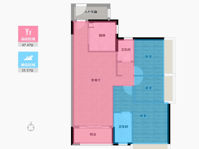 广东省-广州市-时代花城-78.52-户型库-动静分区