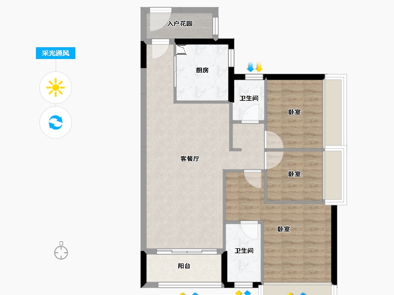 广东省-广州市-时代花城-78.52-户型库-采光通风