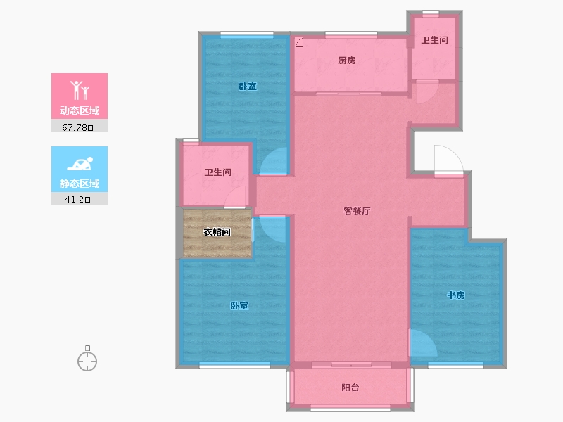 河南省-郑州市-融创城开瓏府-101.99-户型库-动静分区