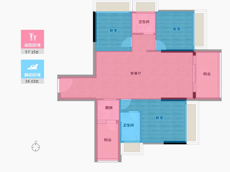 广东省-湛江市-银地上悦城Ⅰ期·朗晴园-83.85-户型库-动静分区