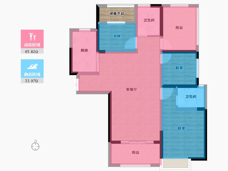 湖南省-长沙市-帝辰·金缇水郡-91.43-户型库-动静分区