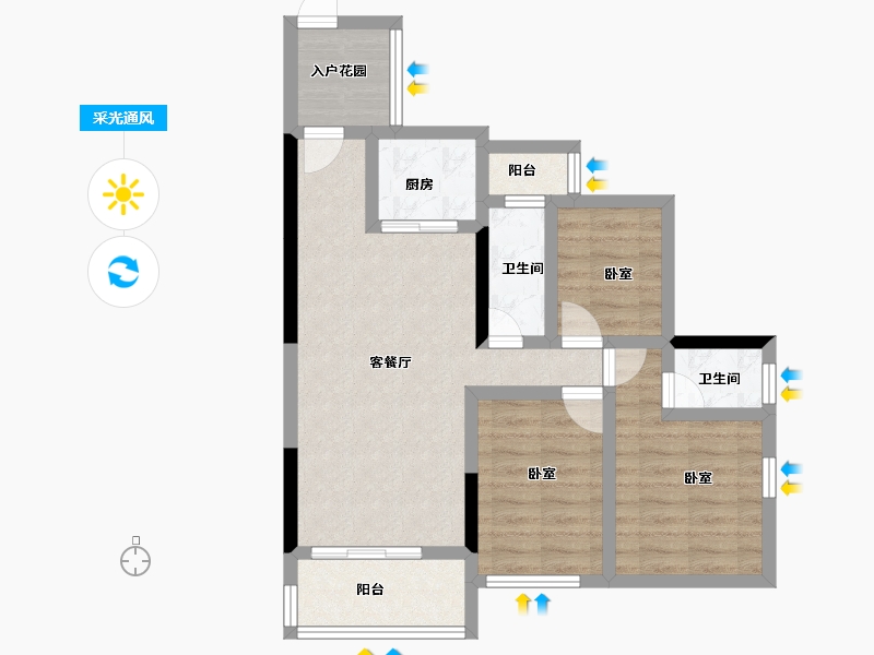 广东省-湛江市-樟树湾金樟水岸-68.63-户型库-采光通风