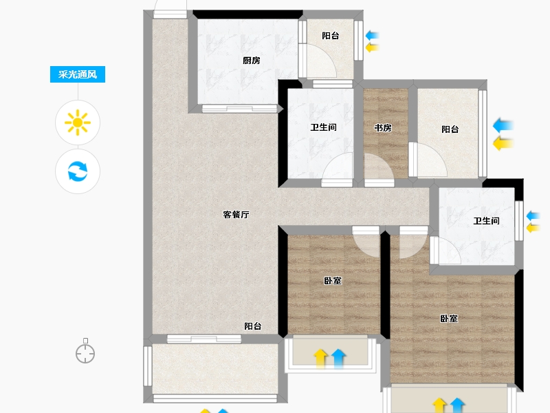 广东省-湛江市-奥园悦时代-82.00-户型库-采光通风