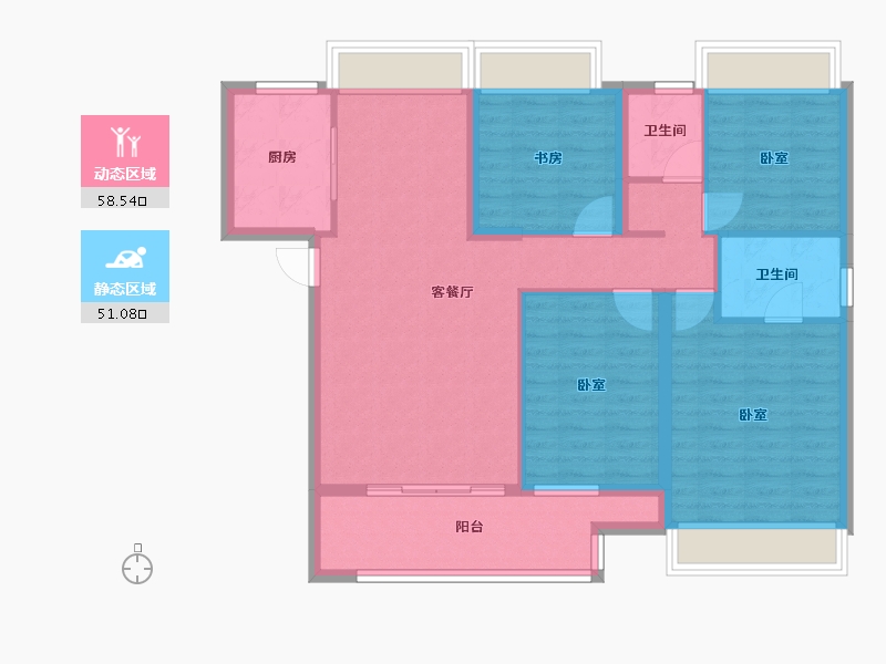 湖北省-孝感市-力标·澴河壹号院-98.43-户型库-动静分区