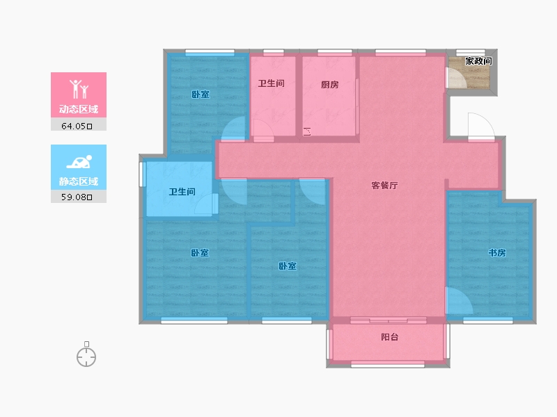 河南省-郑州市-融创城开瓏府-112.99-户型库-动静分区