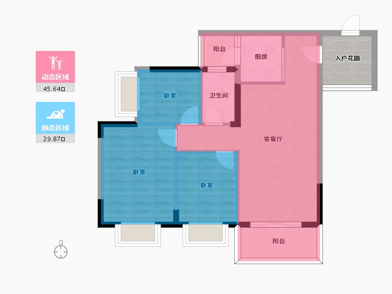 广东省-惠州市-弘泰映月城-72.60-户型库-动静分区