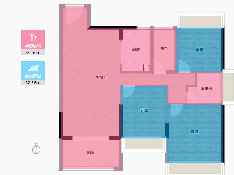 广东省-湛江市-银地上悦城Ⅰ期·朗晴园-81.96-户型库-动静分区