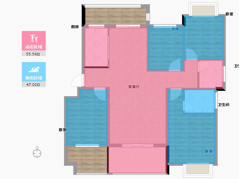 湖南省-怀化市-洪江江东府-103.00-户型库-动静分区