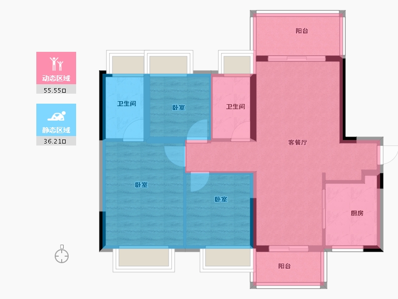 广东省-佛山市-金地海逸悦江-82.00-户型库-动静分区