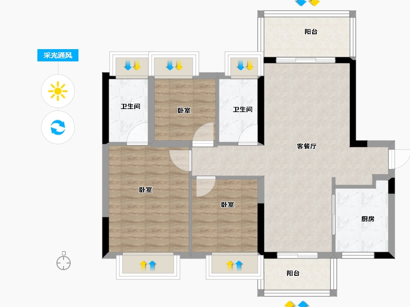 广东省-佛山市-金地海逸悦江-82.00-户型库-采光通风