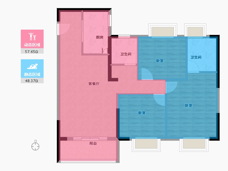 湖北省-武汉市-福星惠誉星誉国际-96.00-户型库-动静分区