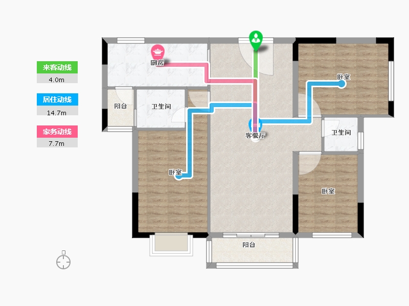 湖北省-咸宁市-平安滨江苑-100.38-户型库-动静线