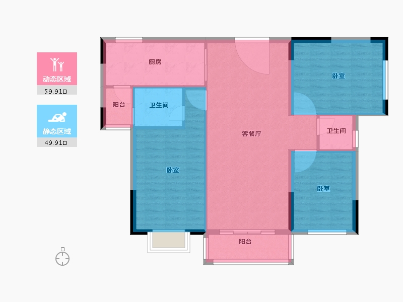 湖北省-咸宁市-平安滨江苑-100.38-户型库-动静分区