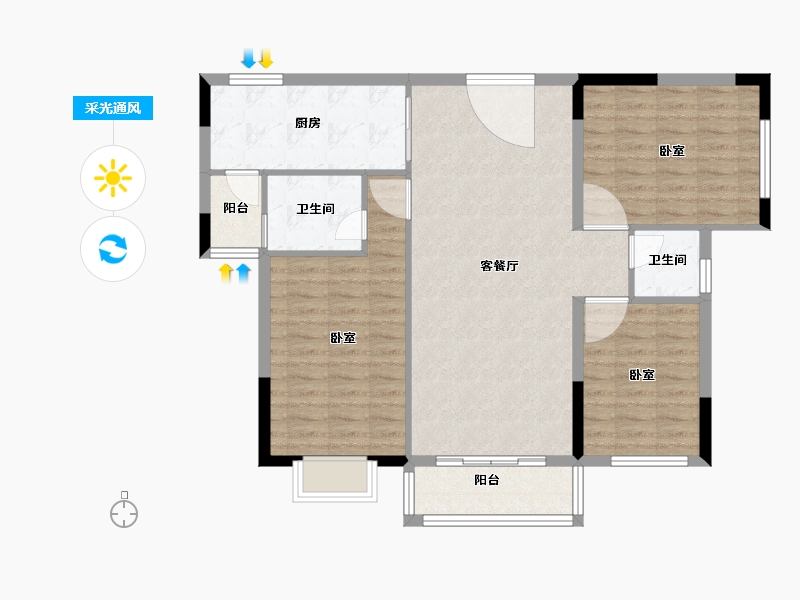 湖北省-咸宁市-平安滨江苑-100.38-户型库-采光通风