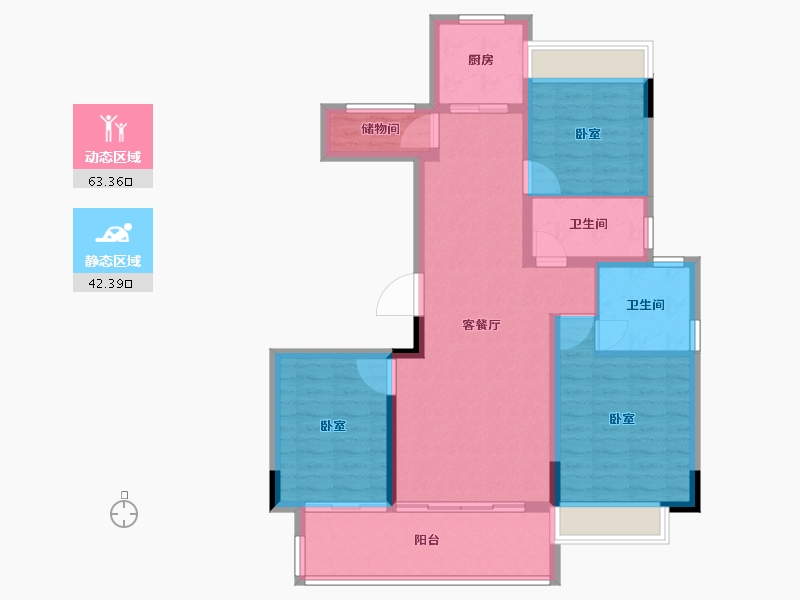 湖南省-怀化市-滨江国际城-94.90-户型库-动静分区