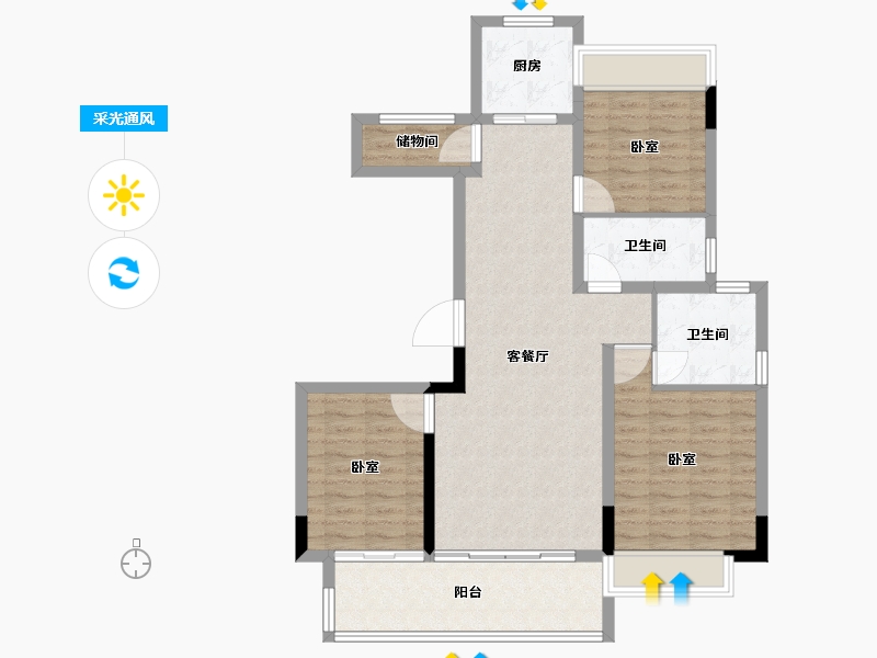 湖南省-怀化市-滨江国际城-94.90-户型库-采光通风