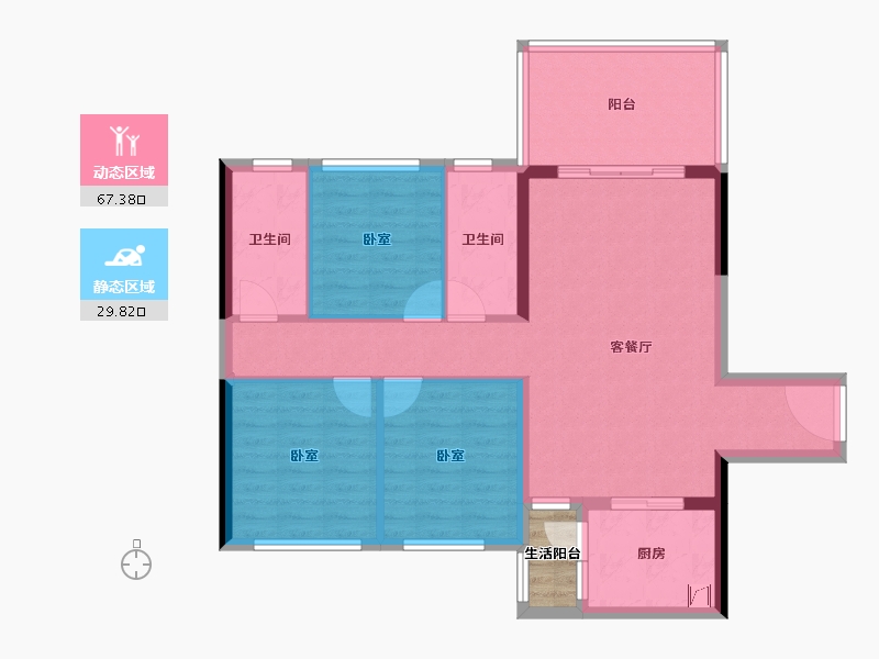 广东省-湛江市-华和南国茗苑-89.35-户型库-动静分区