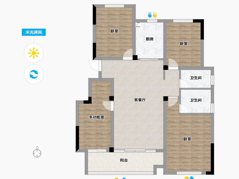 安徽省-黄山市-仙源佳苑-109.38-户型库-采光通风