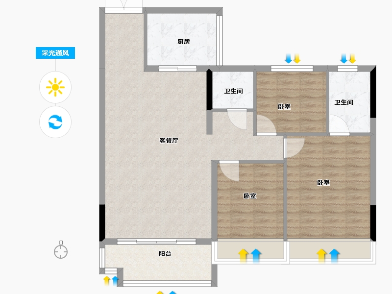 湖南省-郴州市-东方锦绣庄园-95.00-户型库-采光通风