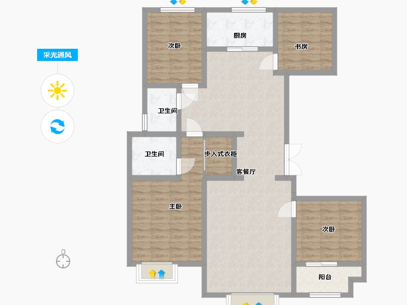 山东省-潍坊市-紫玉兰亭-118.40-户型库-采光通风