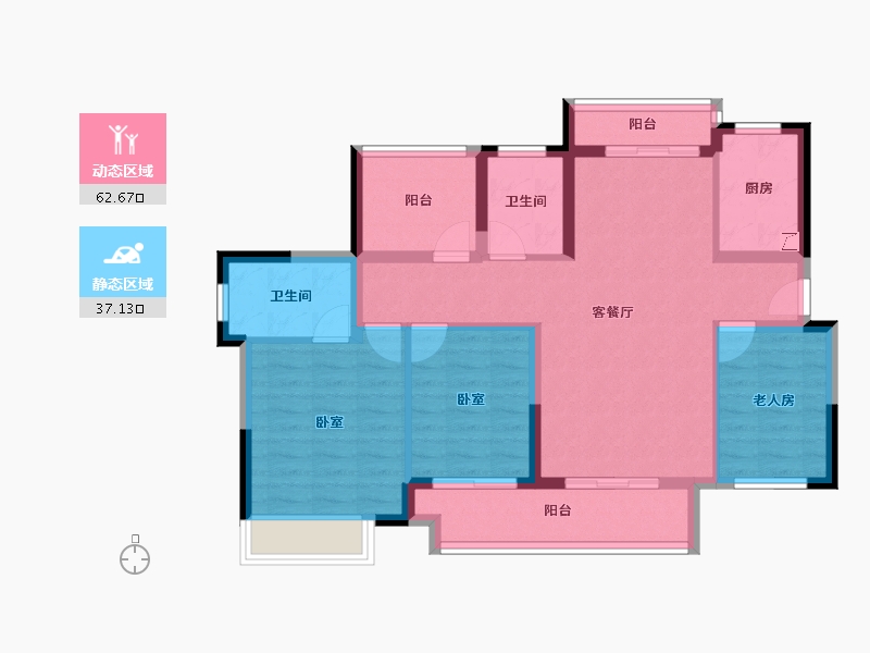 广东省-江门市-融信大发弘阳国樾府-88.25-户型库-动静分区