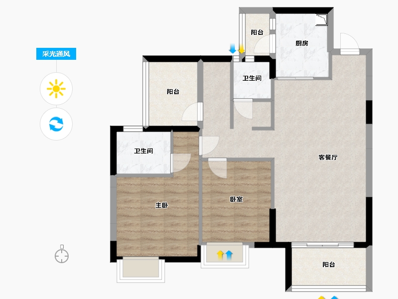 广东省-广州市-佳兆业金域天下-83.93-户型库-采光通风