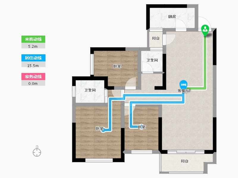 湖南省-长沙市-天元国际公寓-81.18-户型库-动静线