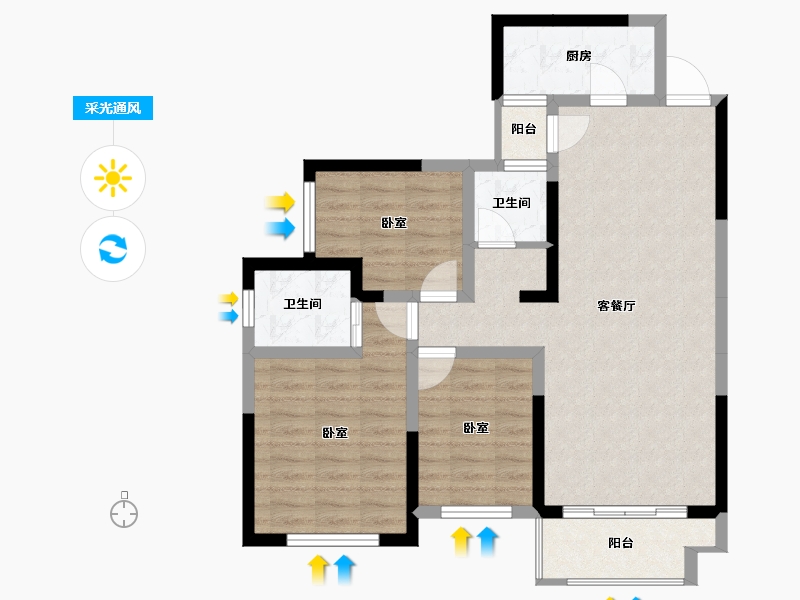 湖南省-长沙市-天元国际公寓-81.18-户型库-采光通风