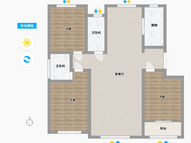 山东省-潍坊市-金庆纳帕溪谷-115.21-户型库-采光通风