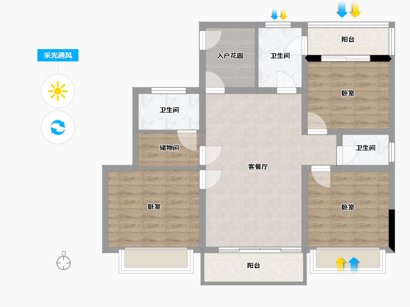 湖南省-郴州市-雄森梅溪城-87.89-户型库-采光通风