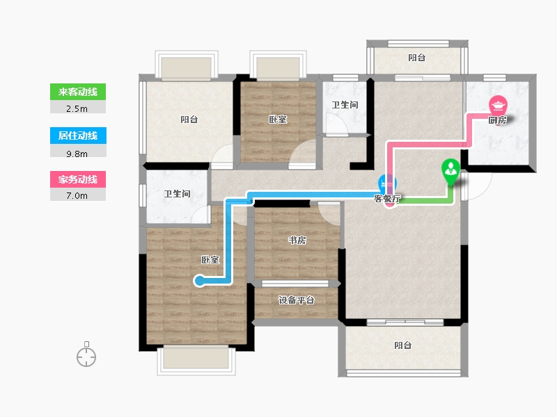 湖南省-长沙市-帝辰·金缇水郡-106.40-户型库-动静线