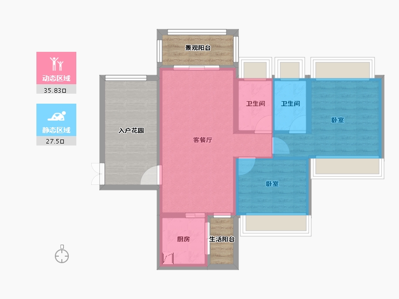 广东省-湛江市-华双济海花园-75.51-户型库-动静分区