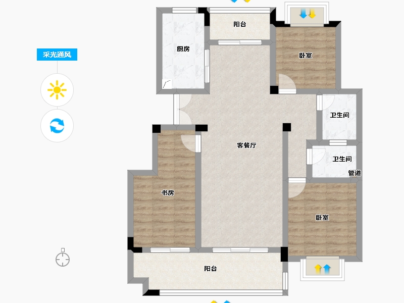 安徽省-黄山市-滨江画苑-94.01-户型库-采光通风