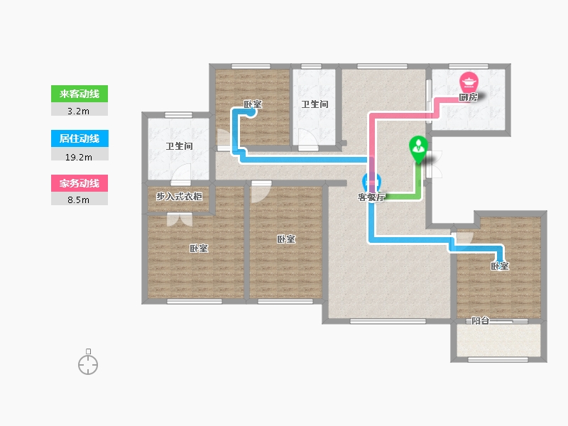 山东省-潍坊市-凡尔赛花园-153.01-户型库-动静线