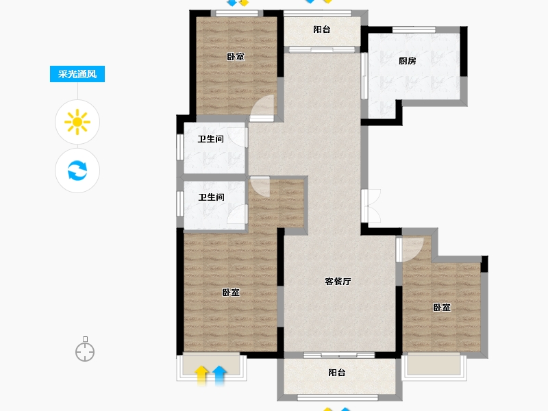 河南省-郑州市-昆仑望岳-112.00-户型库-采光通风