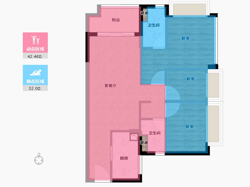 广东省-广州市-时代印象-66.79-户型库-动静分区