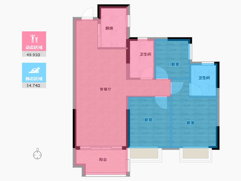 广东省-佛山市-金地海逸悦江-76.19-户型库-动静分区