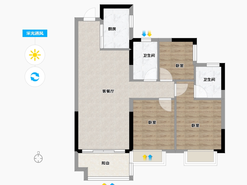 广东省-佛山市-金地海逸悦江-76.19-户型库-采光通风