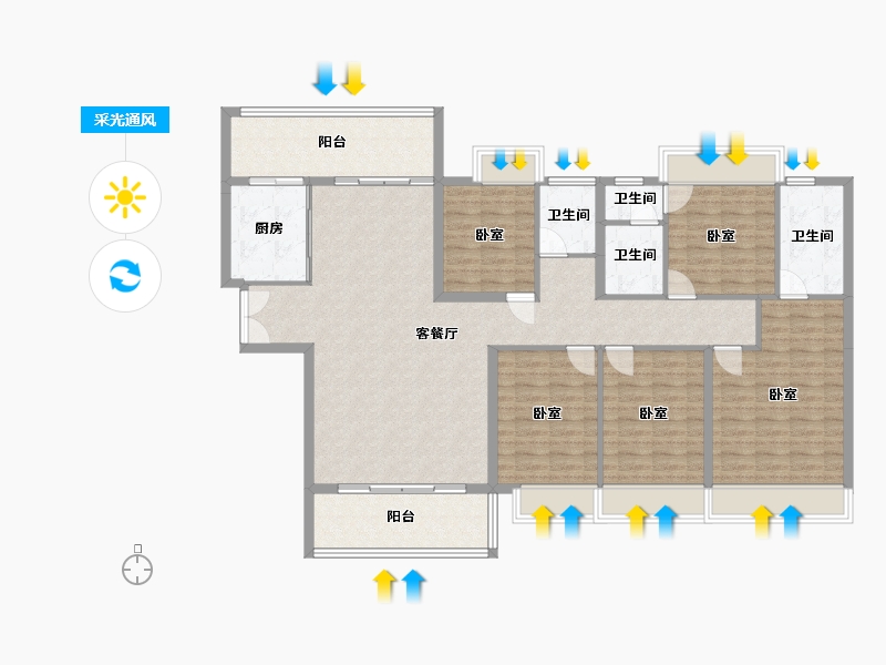 湖南省-郴州市-东方锦绣庄园-144.40-户型库-采光通风