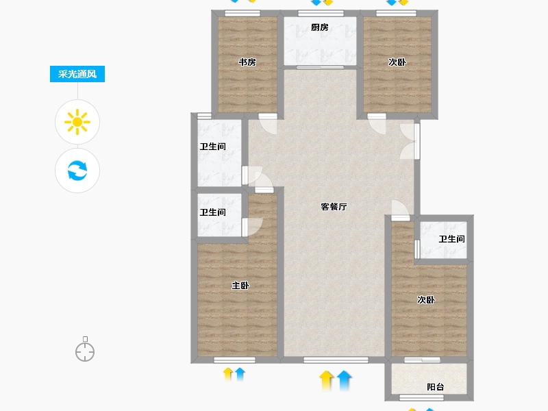 山东省-潍坊市-金庆纳帕溪谷-120.10-户型库-采光通风