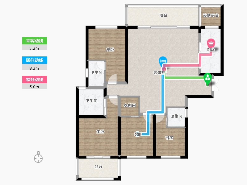 湖南省-长沙市-梅溪湖金茂湾-143.89-户型库-动静线