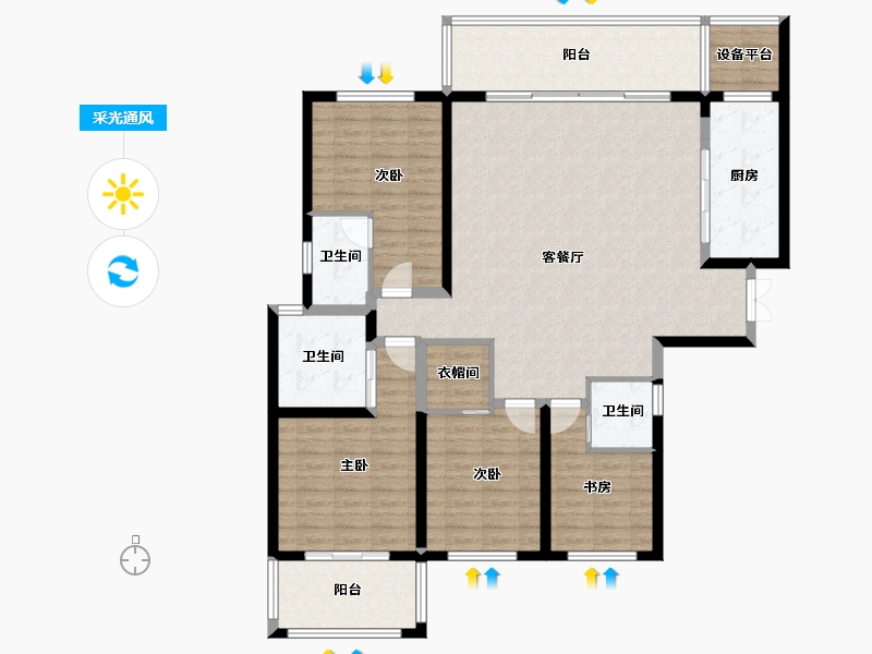 湖南省-长沙市-梅溪湖金茂湾-143.89-户型库-采光通风