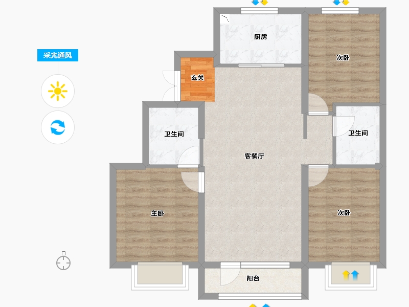 吉林省-长春市-大众置业净月深水湾-82.29-户型库-采光通风