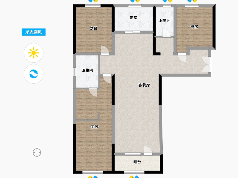 吉林省-长春市-新星宇·书香门第-131.00-户型库-采光通风