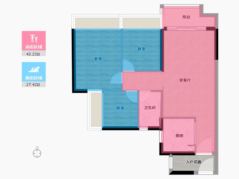 广东省-广州市-时代花城-66.57-户型库-动静分区