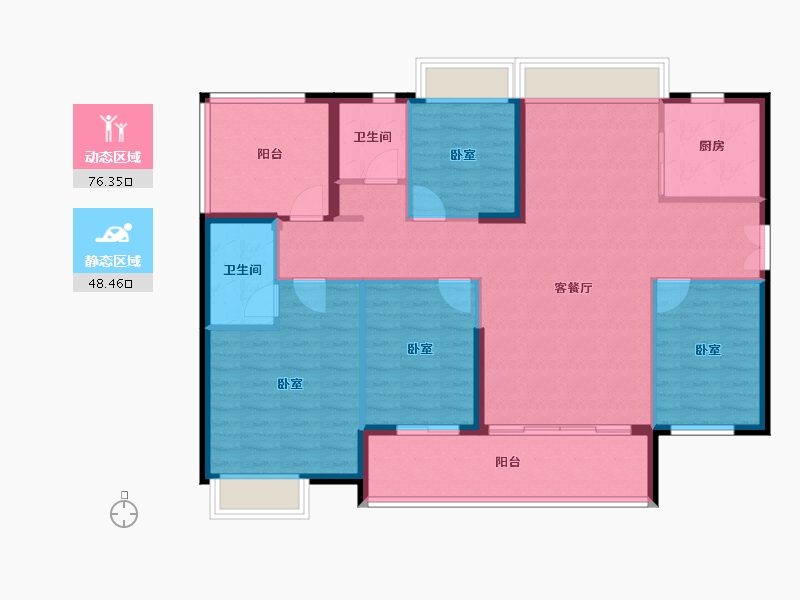 广东省-佛山市-保利碧桂园悦公馆-113.27-户型库-动静分区